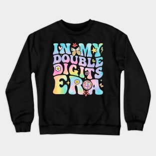 In My Double Digits Era Retro 10 Year Old 10th Birthday Girl Crewneck Sweatshirt